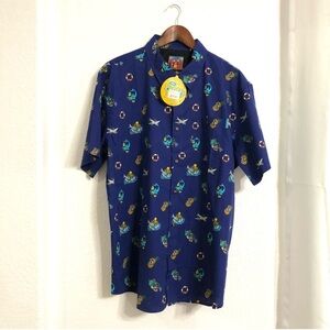 NWT Pardy Time Men’s Shirt Blue Button Front Disaster Island Cotton Size 2X